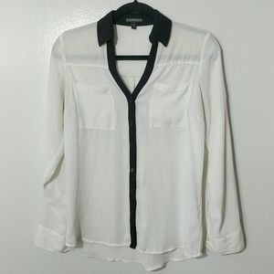 Express Y2K Sheer Button Down Blouse Sz S